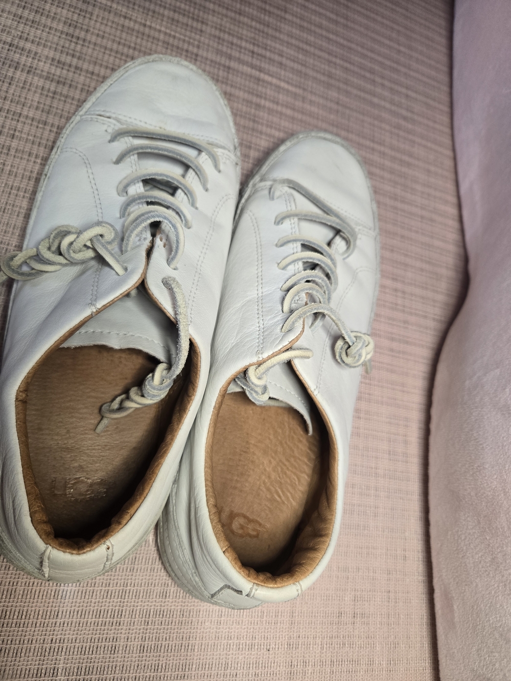 UGG White Leather Lace-Up Sneakers